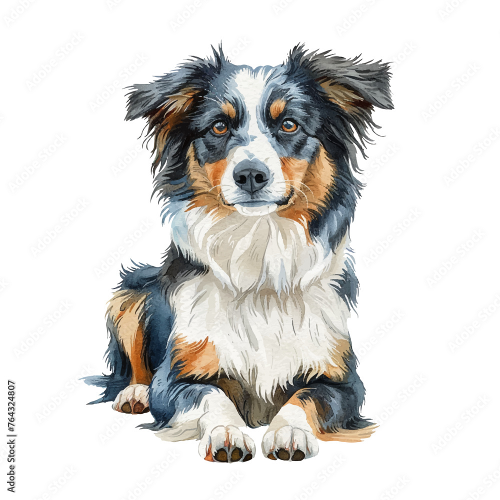 border collie vector illustration in watercolour style