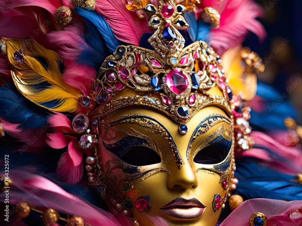 Carnival mask. Bright festive background.