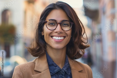 Portrait d'une jeune femme souriante en entreprise