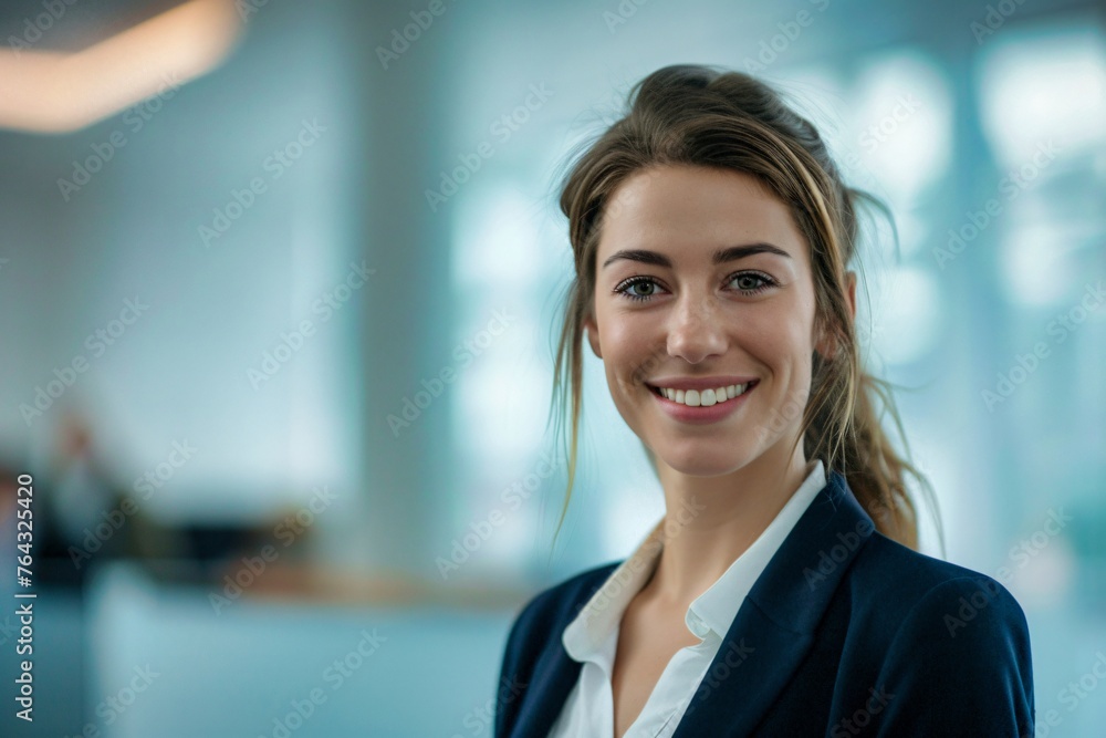 Fototapeta premium happy young woman smiling