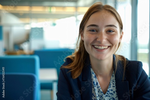 Free Download Portrait d'une jeune femme souriante en entreprise - GFXLoad