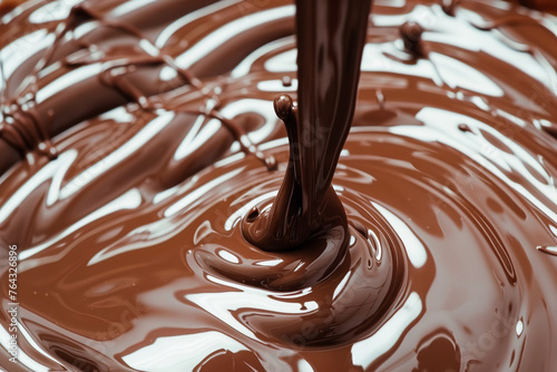 smooth texture of liquid melted chocolate cream, poured onto the surface