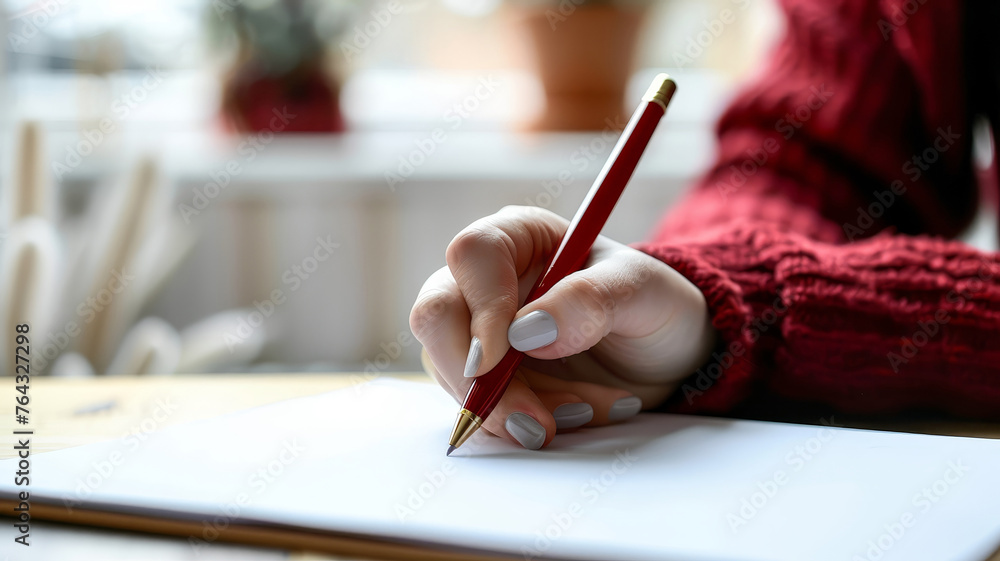 Close up of businesswoman's hands writing something with pen on her notebook. Woman writing in her notebook. Close up of businesswoman's hands writing something with pen on her notebook. Woman writing in her notebook.