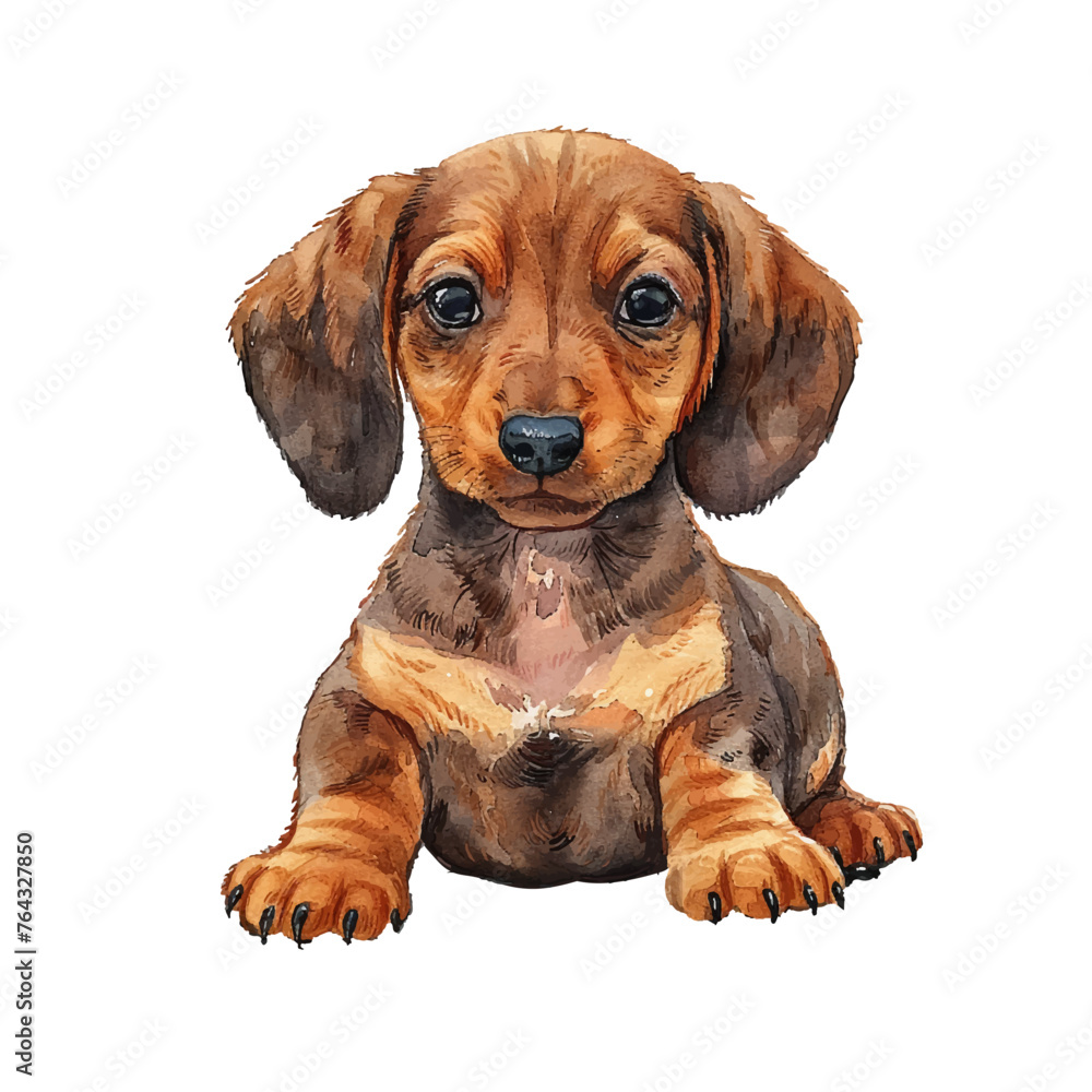 cute dachshund vector illustration in watercolour style