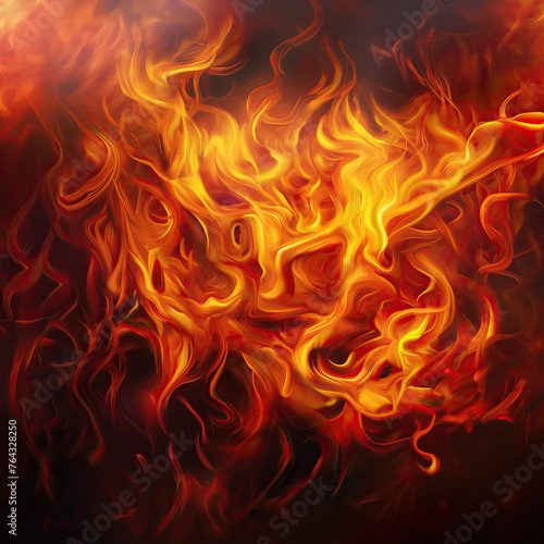 Intense Flames on Black Background