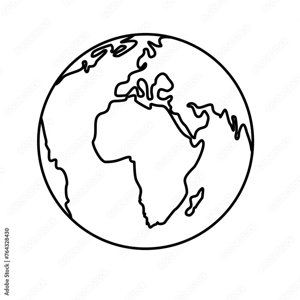 Outline Earth Globe Flat Vector 