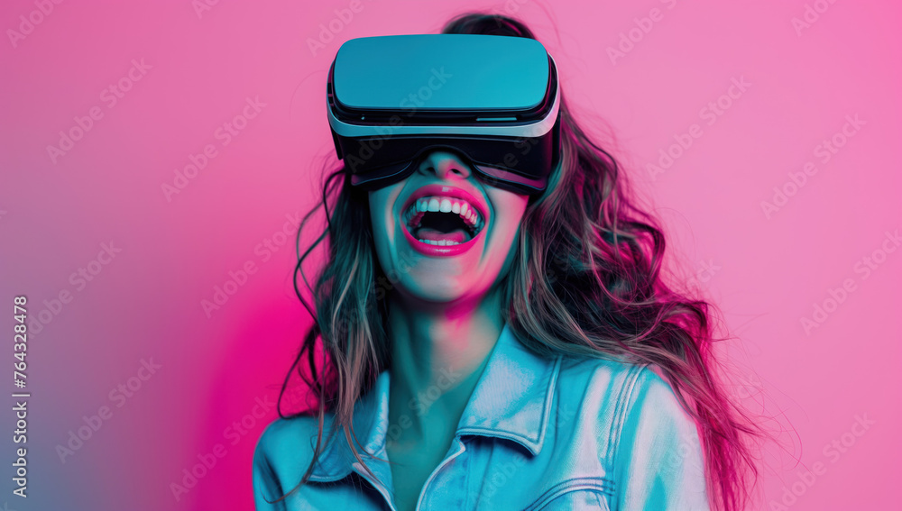 Woman having fun with VR glasses/ Woman having fun with VR glasses/