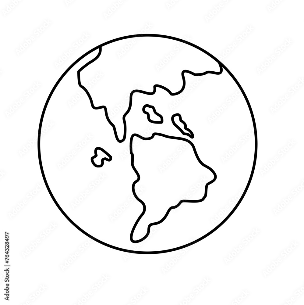 Outline Earth Globe Flat Vector Outline Earth Globe Flat Vector