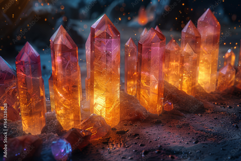A mystical arrangement of enchanted crystals reflecting the cosmic dance of the cosmos, embodying the magic within the number one. Concept of cosmic numerology. Generative Ai. A mystical arrangement of enchanted crystals reflecting the cosmic dance of the cosmos, embodying the magic within the number one. Concept of cosmic numerology. Generative Ai.