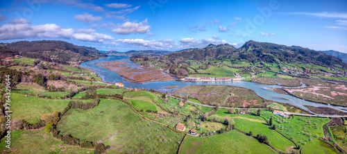 Aerial view of the Ria de Villaviciosa, Asturias.