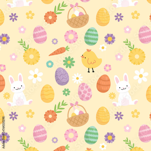seamless pattern, easter, eggs and bunny
