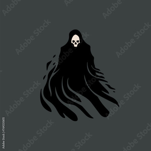 Minimalistic death logo on a gray background. Scull.