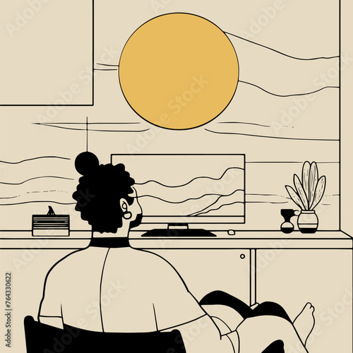 Creative process. Working at the computer
