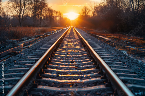 Sunset Over Railway Tracks