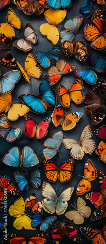 Multicolored butterflies on background. Collection of insects abstract © lutsenko_k_