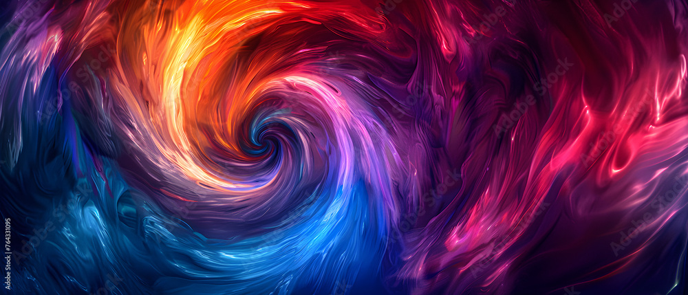 A multicolored vortex of energy, cosmic spiral waves. - obrazy, fototapety, plakaty 