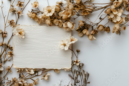 mock_up image of paper and flowers on white background © PatternHousePk