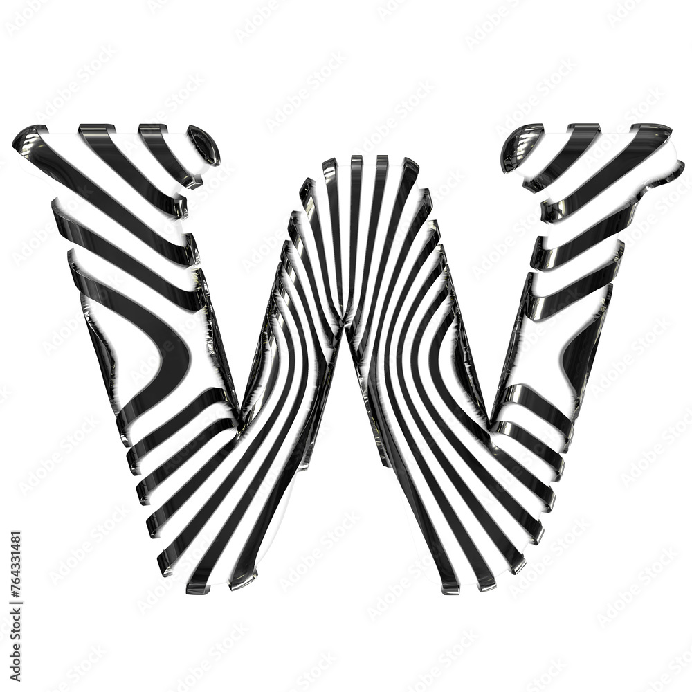 White symbol with black vertical ultra-thin straps. letter w White symbol with black vertical ultra-thin straps. letter w