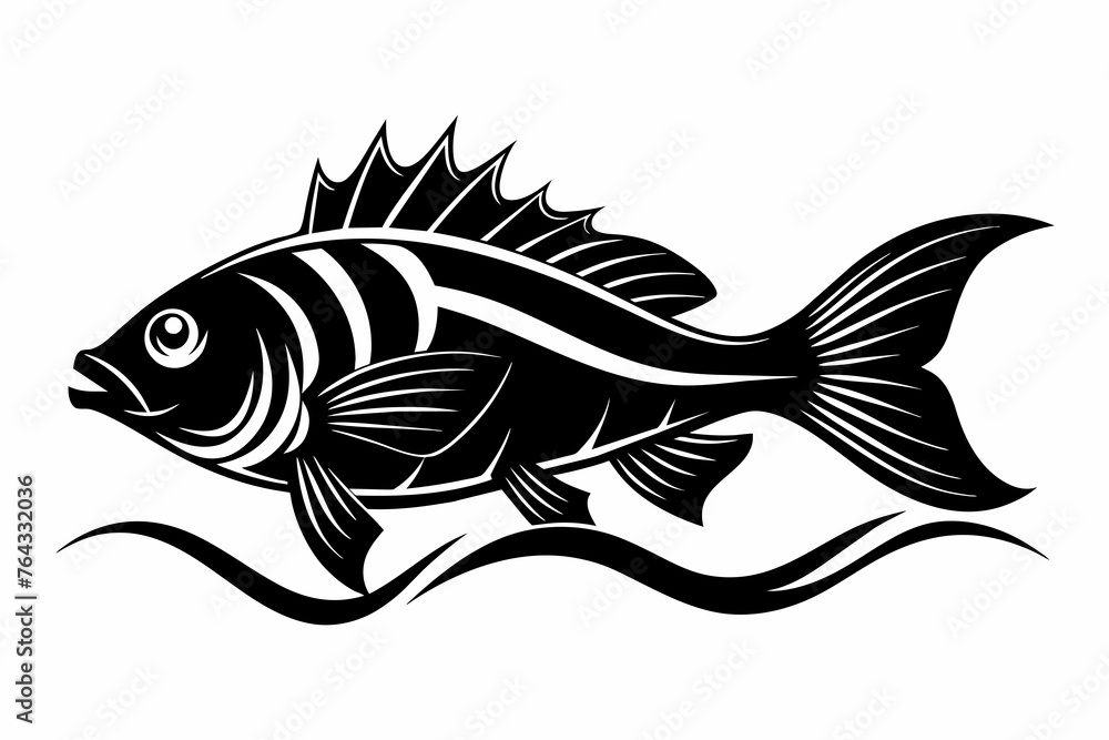 Perch Fish silhouette black vector illustration artwork