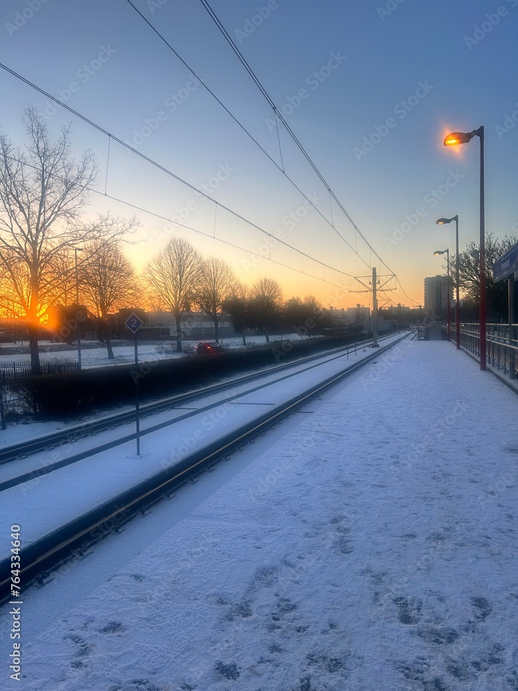 Fototapeta premium railway in the snow