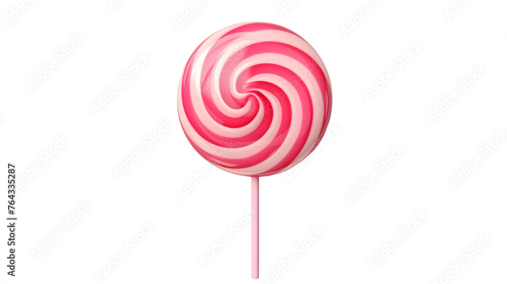Pink and white spiral candy lollipops isolated on transparent background, top view. Pink and white spiral candy lollipops isolated on transparent background, top view.