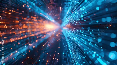 Connection via optical fiber  symbolizing high-speed internet access and the technology that connects the world