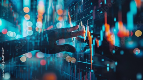 Double exposure of hands over a stock market chart, symbolizing the intersection of hands-on management and financial analysis