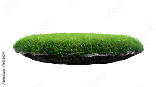 grass green circle land ground floor garden or garden earth soil land layer and green grass floor circle section land isolated on white background. 3d illustration render © Prasanth