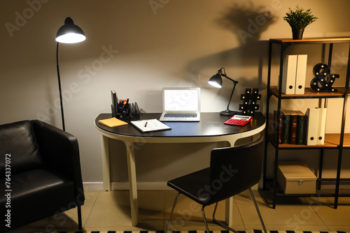 Interior of office with wor...
