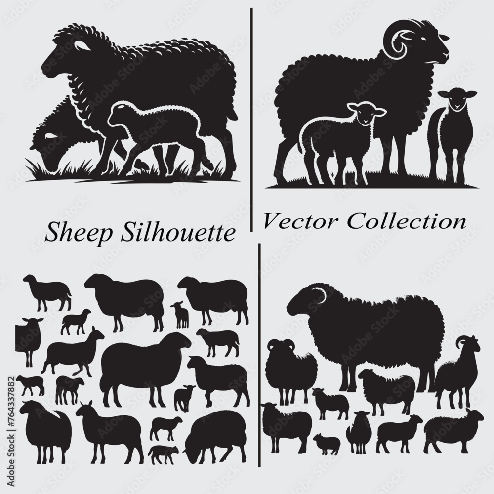 Sheep Silhouette Vector Collection