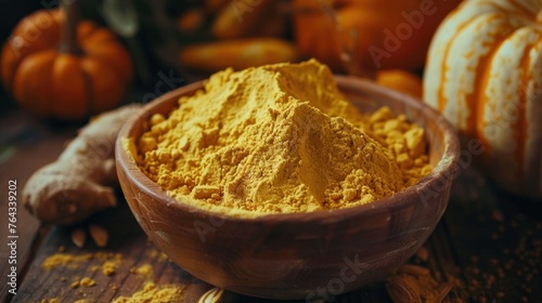 There is pumpkin flour on the table.