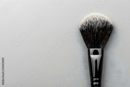 Makeup brush on light gray background centered professional photo copy space. Concept Makeup Brush On Background, Light Gray Background, Centered Composition, Professional Photo, Copy Space,