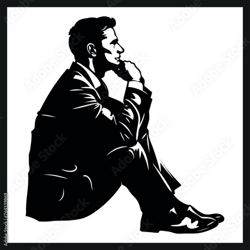 Contemplative Businessman Silhouette