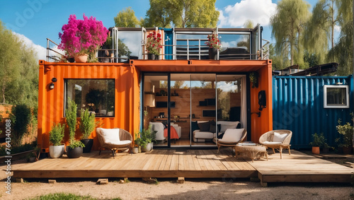 Modern tiny house made from old shipping containers