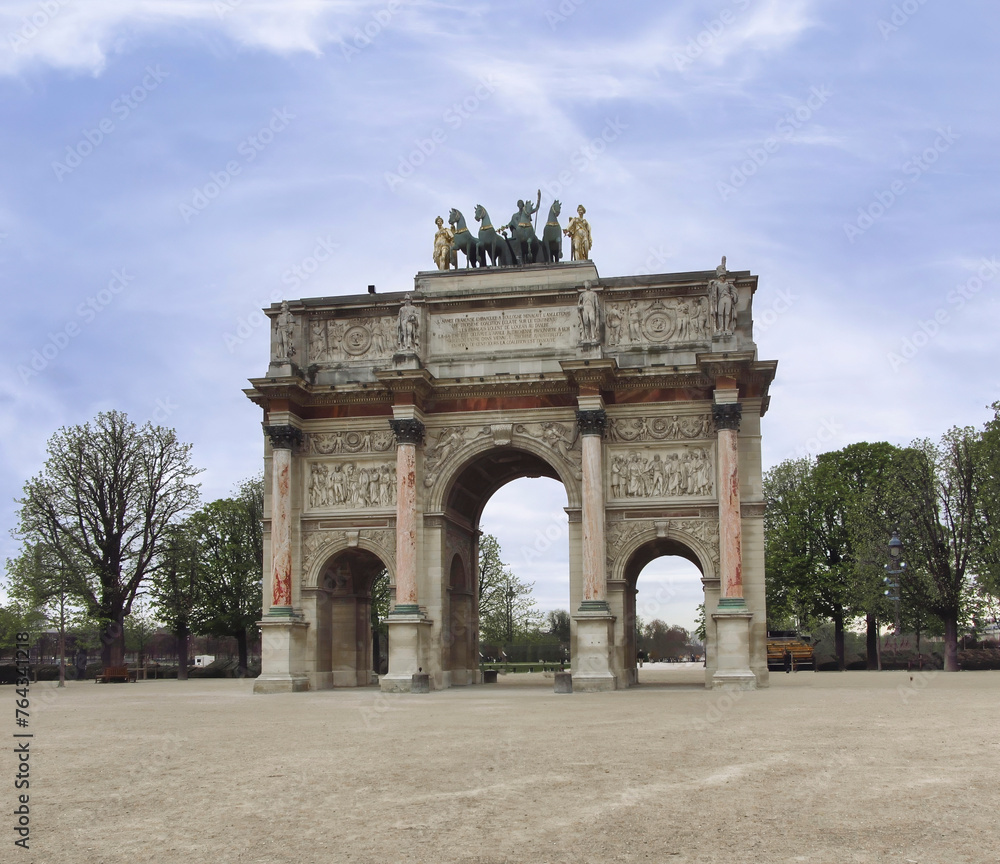 The Arc de Triomphe du Carrousel is an arch located in Paris, France. The arch was commissioned by Napoleon Bonaparte in 1806 to commemorate his victories in the Third Coalition