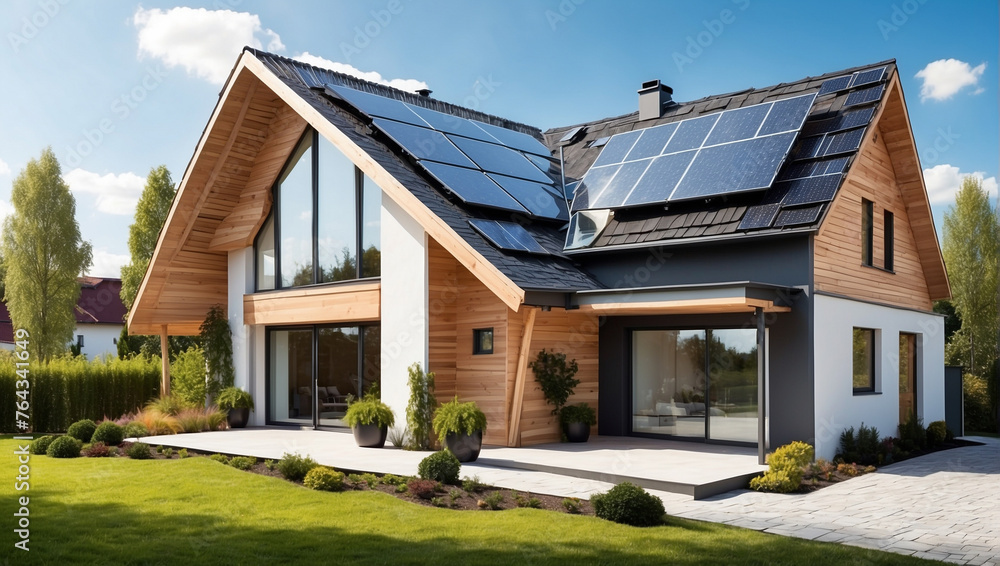 New modern eco friendly passive house with a photovolt New modern eco friendly passive house with a photovolt