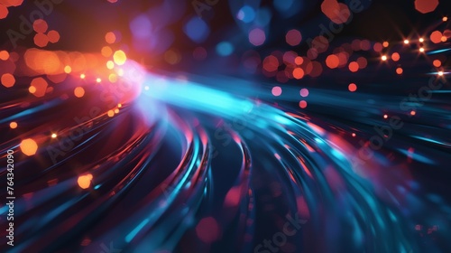 Optical fiber with lights  showcasing the technology that underpins the internet and global communications