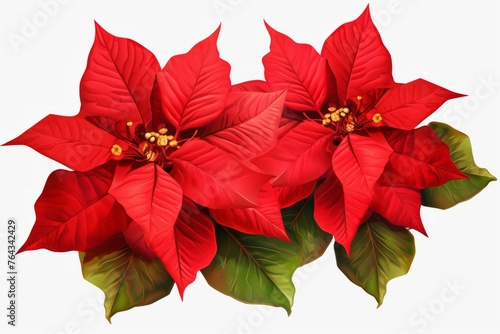 Festive poinsettia clip art with bright red blooms