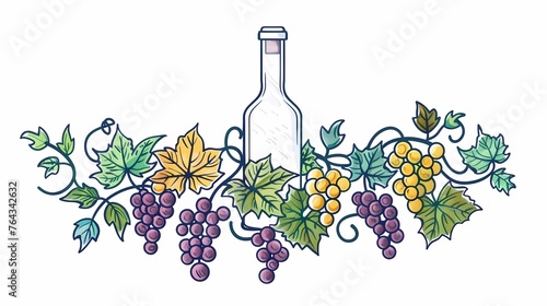 a bottle of wine and a glass of wine, an image for a winery, wine plantations vines