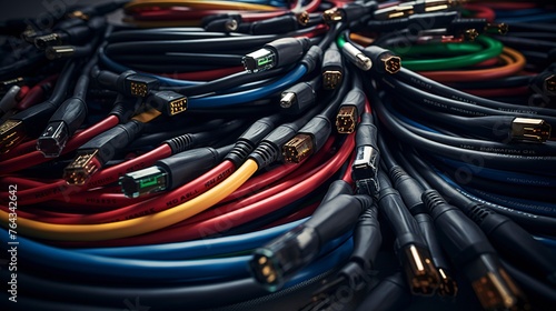 A photo of a neatly organized collection of AV cable
