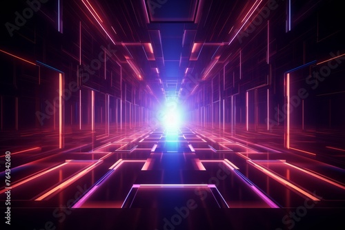 Glowing neon tunnel leading to a new dimension