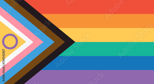 LGBTQ Pride Flag Vector. Intersex Inclusive Progress Pride Flag. LGBT, LGBTQ or LGBTQIA+ Pride