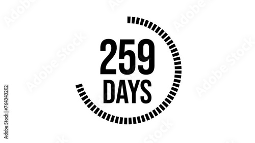 365 days count 2D animation motion graphics three hundred sixty five running numbers counting days, 0 to 365 day counting, zero to 365. 4K HD video with alpha transparent background.
