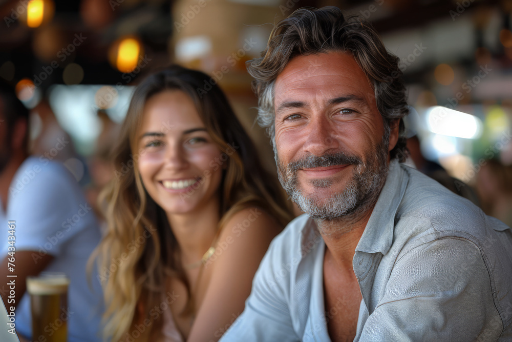 Relaxed Elegance Confident Businesspeople and Colleague Enjoying a Casual Meeting at a Bustling Cafe Relaxed Elegance Confident Businesspeople and Colleague Enjoying a Casual Meeting at a Bustling Cafe
