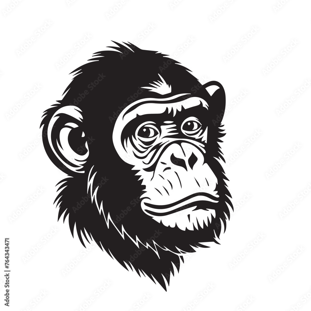 Monkey in cartoon, doodle style . Image for t-shirt, web, mobile apps and ui. Isolated 2d vector illustration in logo, icon, sketch style, Eps 10, black and white. AI Generative