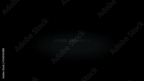 Dixie County 3D title metal text on black alpha channel background photo