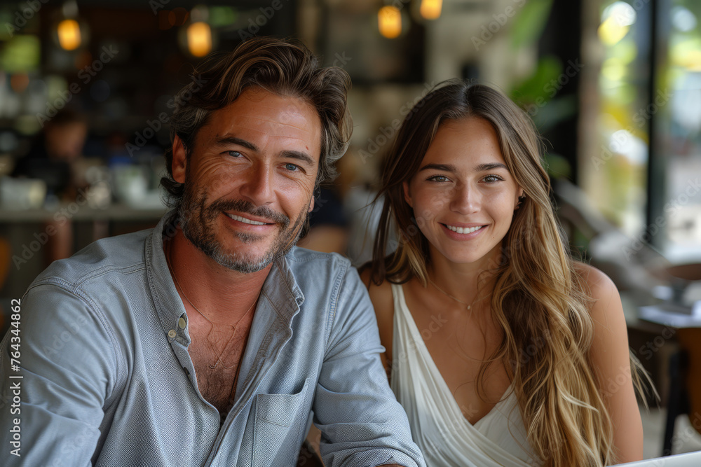 Relaxed Elegance Confident Businesspeople and Colleague Enjoying a Casual Meeting at a Bustling Cafe Relaxed Elegance Confident Businesspeople and Colleague Enjoying a Casual Meeting at a Bustling Cafe