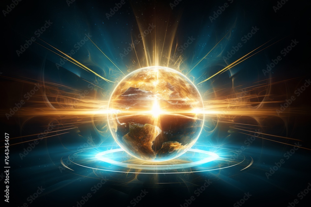 Picture of the earth with a bright light coming out of it Picture of the earth with a bright light coming out of it