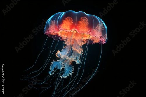 A black background with glowing jellyfish