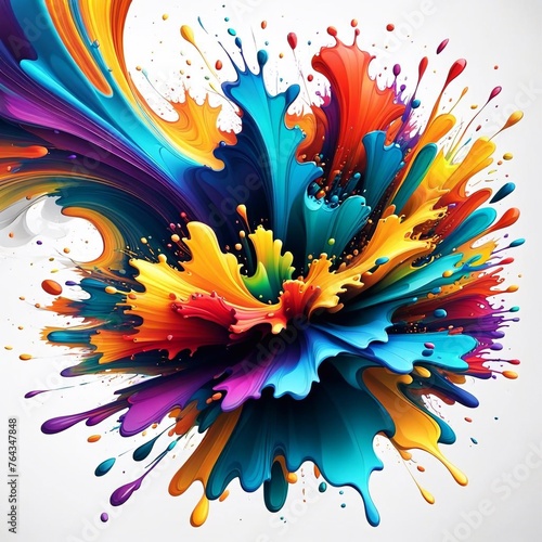 Explosion of color palette of paints